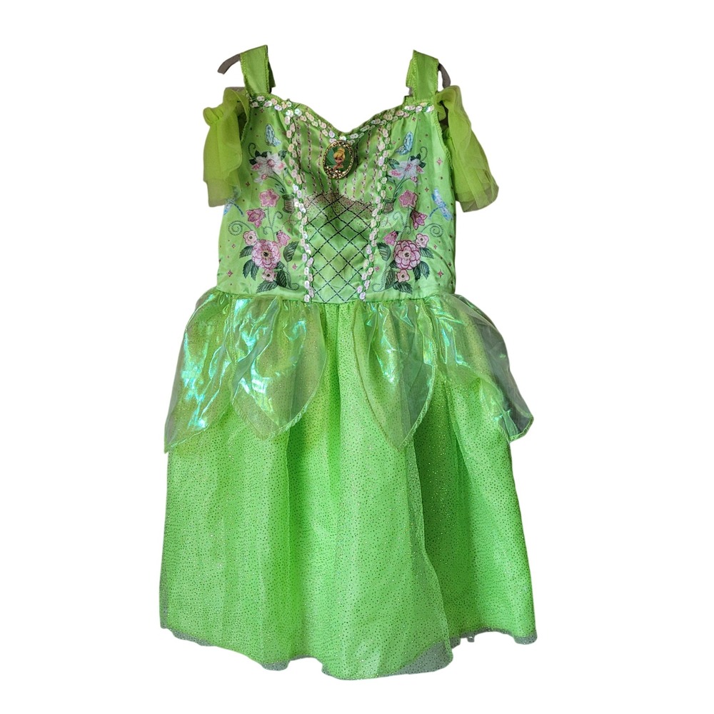 Disney Tinker Bell Costume Kids 6/6X Green Sequin Fairy Dress Up Halloween